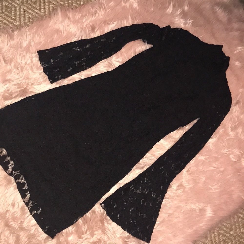 Inc mock neck lace bell sleeve mini dress